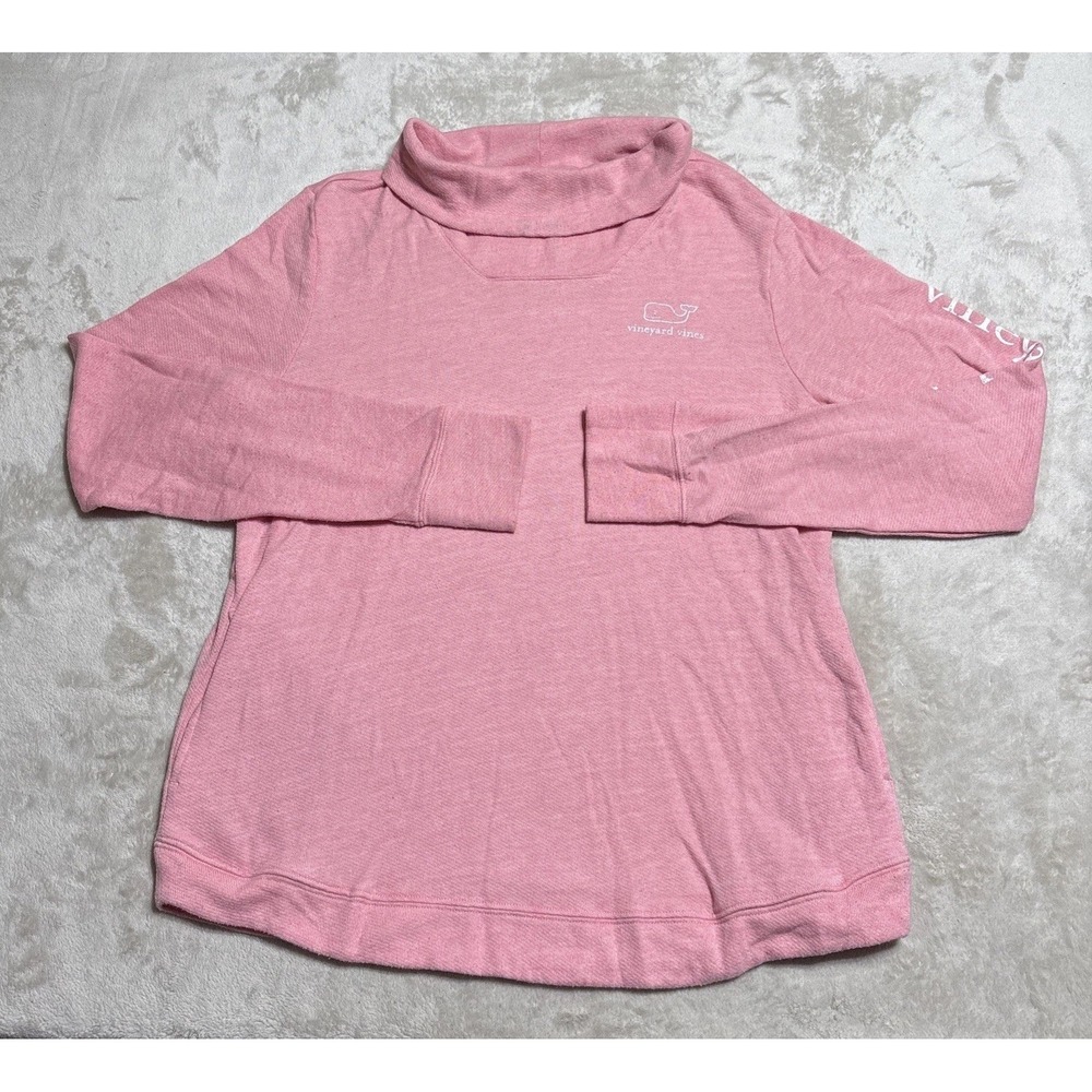 Vineyard Vines Turtleneck Sweater Women's Pink Pockets Thumbholes Pullover